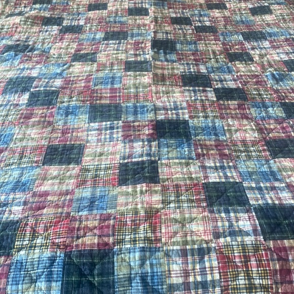 Nautica Bedding Nautica Twin Size Madras Plaid Patchwork Quilt